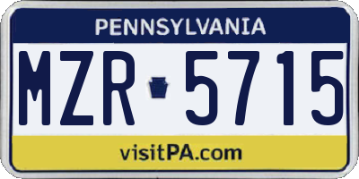 PA license plate MZR5715