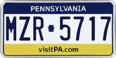 PA license plate MZR5717