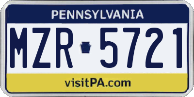 PA license plate MZR5721