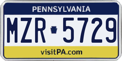 PA license plate MZR5729