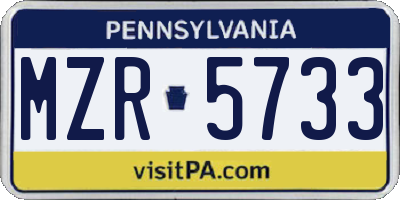PA license plate MZR5733