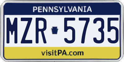 PA license plate MZR5735