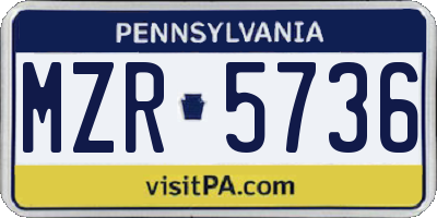 PA license plate MZR5736