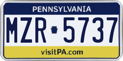 PA license plate MZR5737