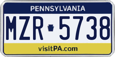 PA license plate MZR5738
