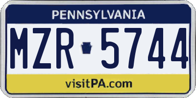 PA license plate MZR5744