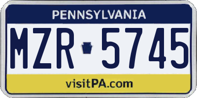 PA license plate MZR5745