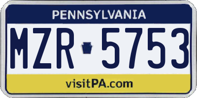 PA license plate MZR5753