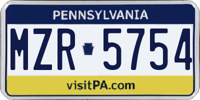 PA license plate MZR5754