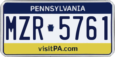 PA license plate MZR5761