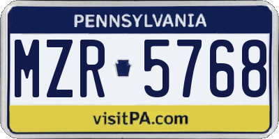 PA license plate MZR5768