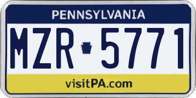 PA license plate MZR5771