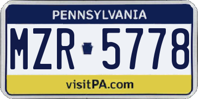 PA license plate MZR5778
