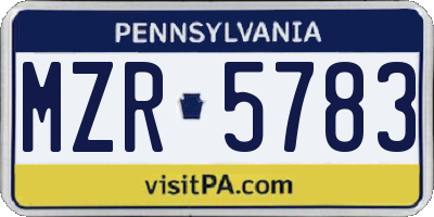 PA license plate MZR5783
