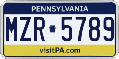 PA license plate MZR5789
