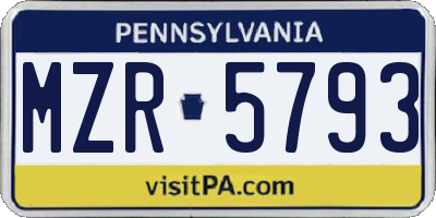 PA license plate MZR5793