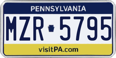 PA license plate MZR5795