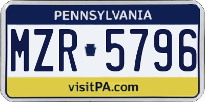 PA license plate MZR5796