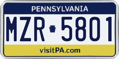 PA license plate MZR5801