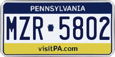 PA license plate MZR5802