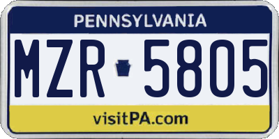 PA license plate MZR5805