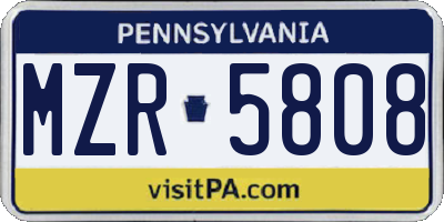 PA license plate MZR5808