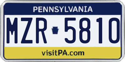 PA license plate MZR5810