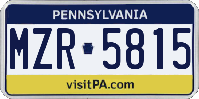 PA license plate MZR5815