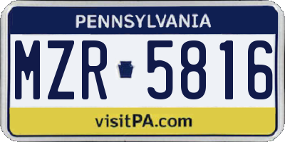 PA license plate MZR5816