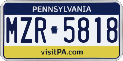 PA license plate MZR5818
