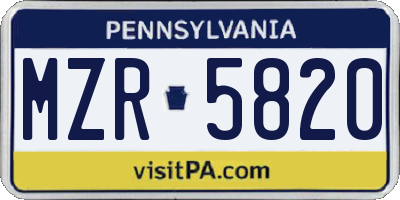 PA license plate MZR5820