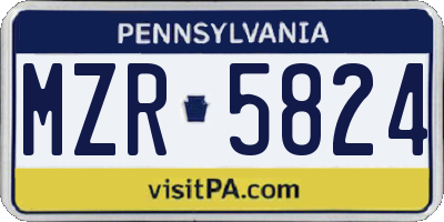 PA license plate MZR5824