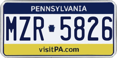 PA license plate MZR5826