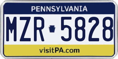 PA license plate MZR5828