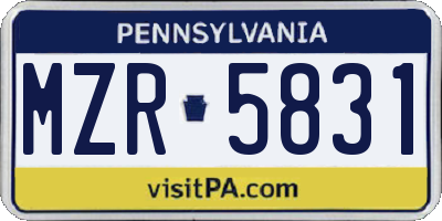PA license plate MZR5831