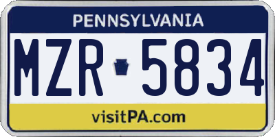 PA license plate MZR5834