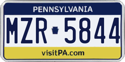 PA license plate MZR5844