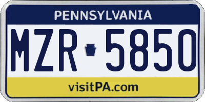 PA license plate MZR5850