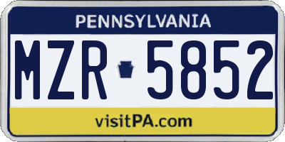 PA license plate MZR5852