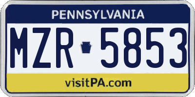 PA license plate MZR5853