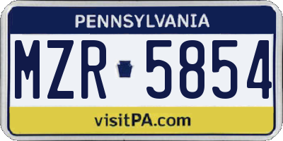PA license plate MZR5854