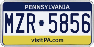 PA license plate MZR5856