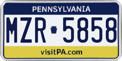 PA license plate MZR5858