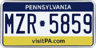 PA license plate MZR5859