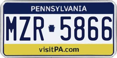 PA license plate MZR5866