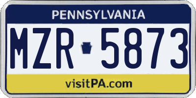 PA license plate MZR5873