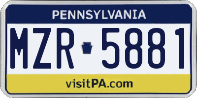 PA license plate MZR5881