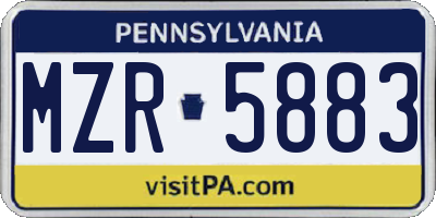 PA license plate MZR5883