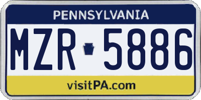 PA license plate MZR5886