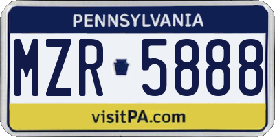 PA license plate MZR5888